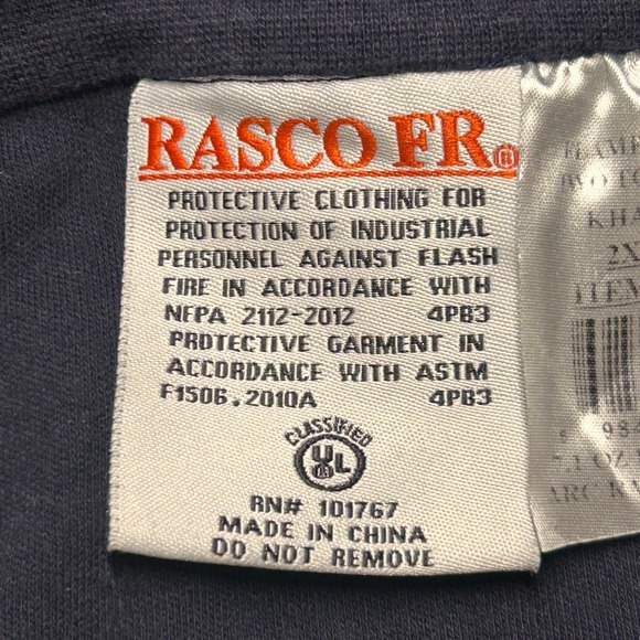 RASCO‎ FR Flame Resistant Khaki Navy Henley Long Sleeve Shirt 2XL READ - Picture 3 of 14